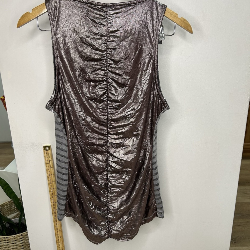 Charlotte Tarantola Laquette Top Women M Gray /brown Color‎ Striped Sleeveless - Picture 5 of 6